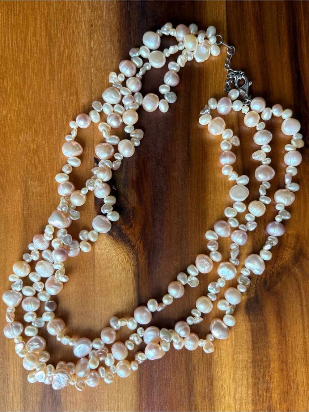 925 FRESHWATER PEARLS Multi-Strand Necklace - 925 Sterling Silver